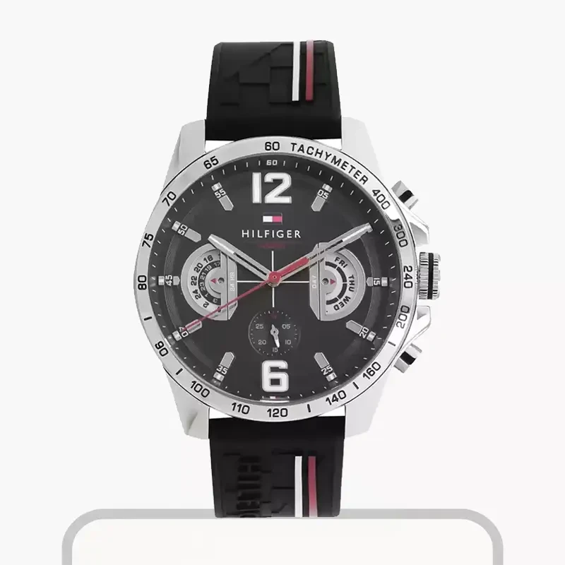 Tommy Hilfiger Decker Black Dial Silicone Men's Watch Watch- 1791473